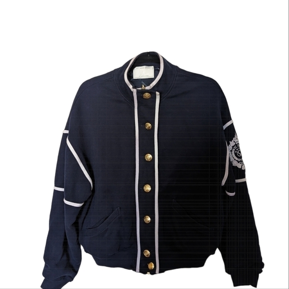 Vintage St. John Sport by Marie Gray navy bomber jacket with white trim M - Picture 2 of 16